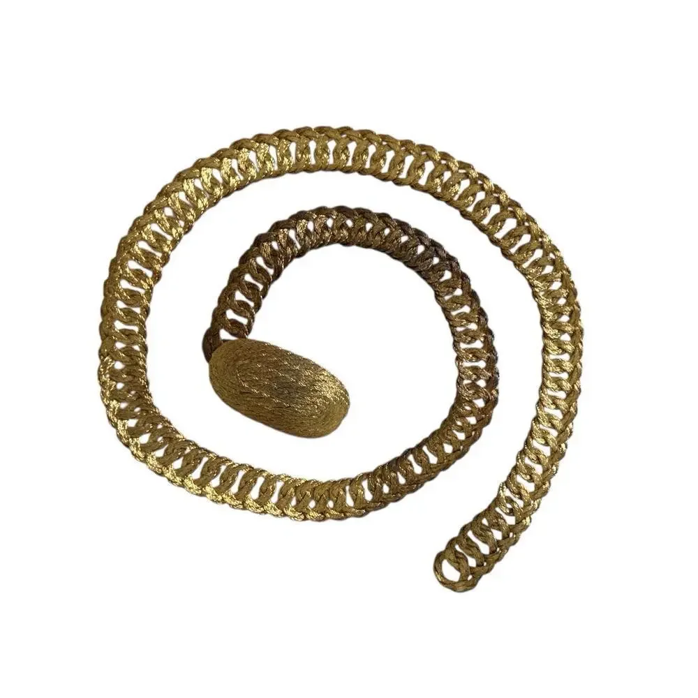 Faux Gold Lame’ 23” Braided Woven Wire Adjustable Belt Vintage Fashion Skinny
